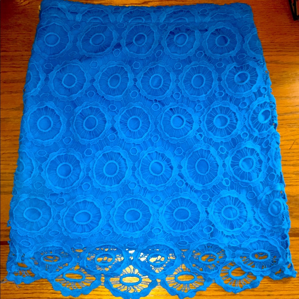 Brilliant blue lace skirt